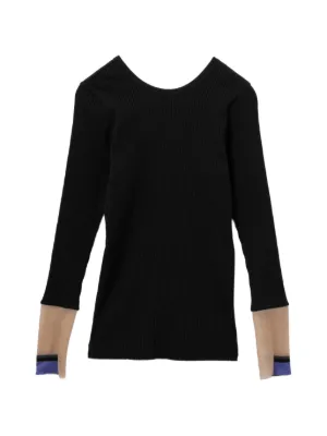 Yohji Yamamoto zig-zag Neckline long-sleeves Top | Black | FARFETCH