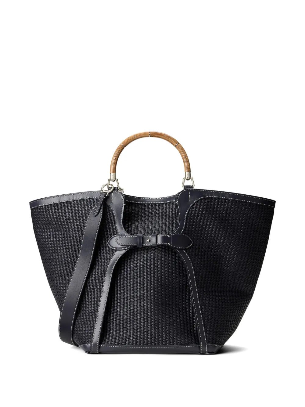 Ralph Lauren Collection Grote Burl Wood gevlochten shopper Blauw
