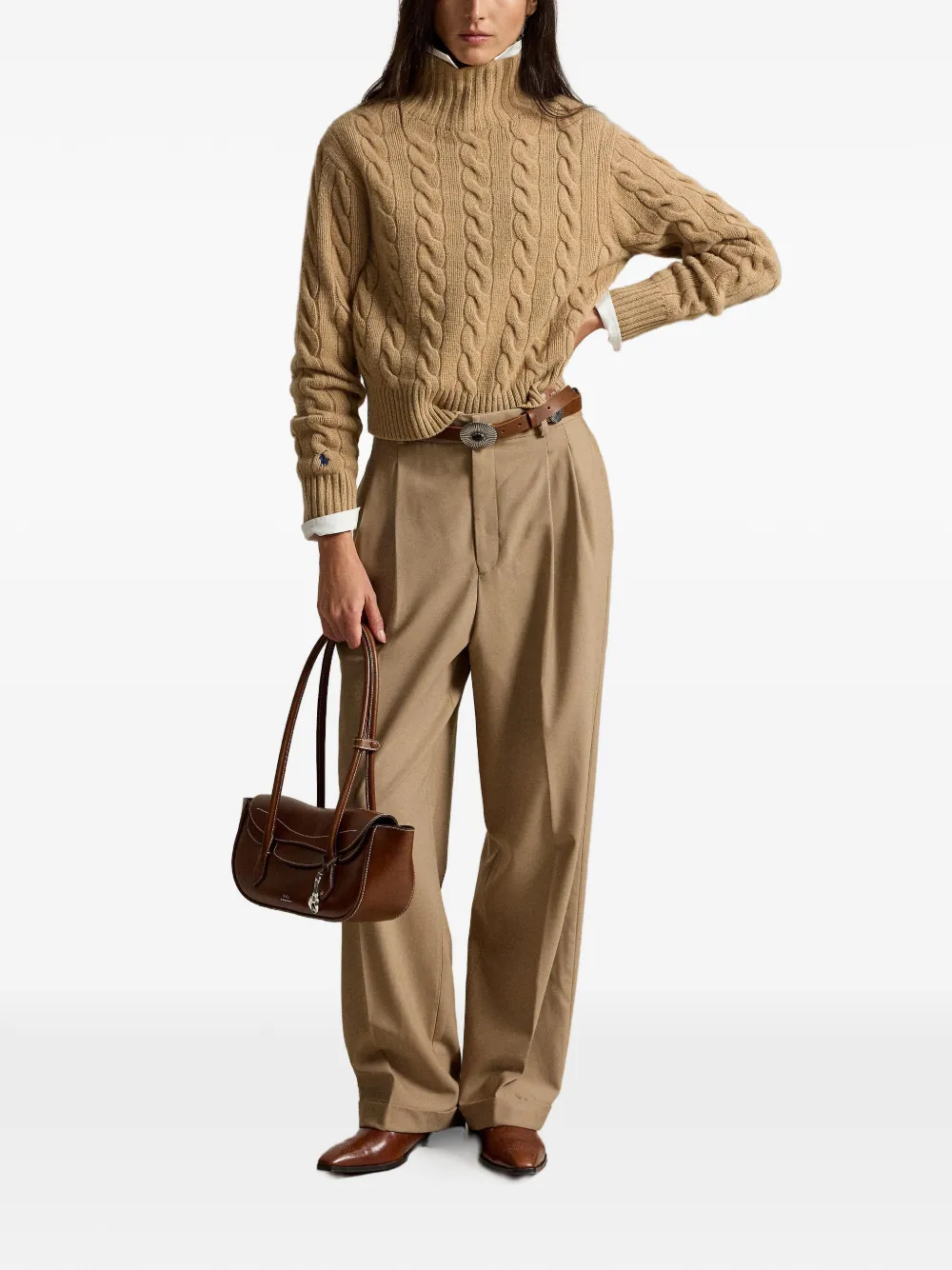 Polo Ralph Lauren Kabelgebreide trui met hoge hals Beige