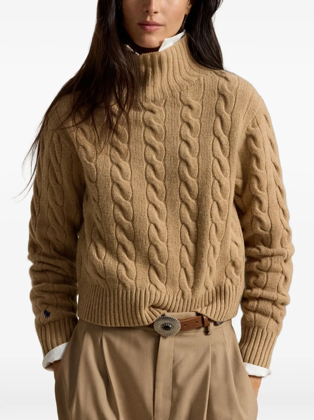 Polo Ralph Lauren Kabelgebreide trui met hoge hals Beige