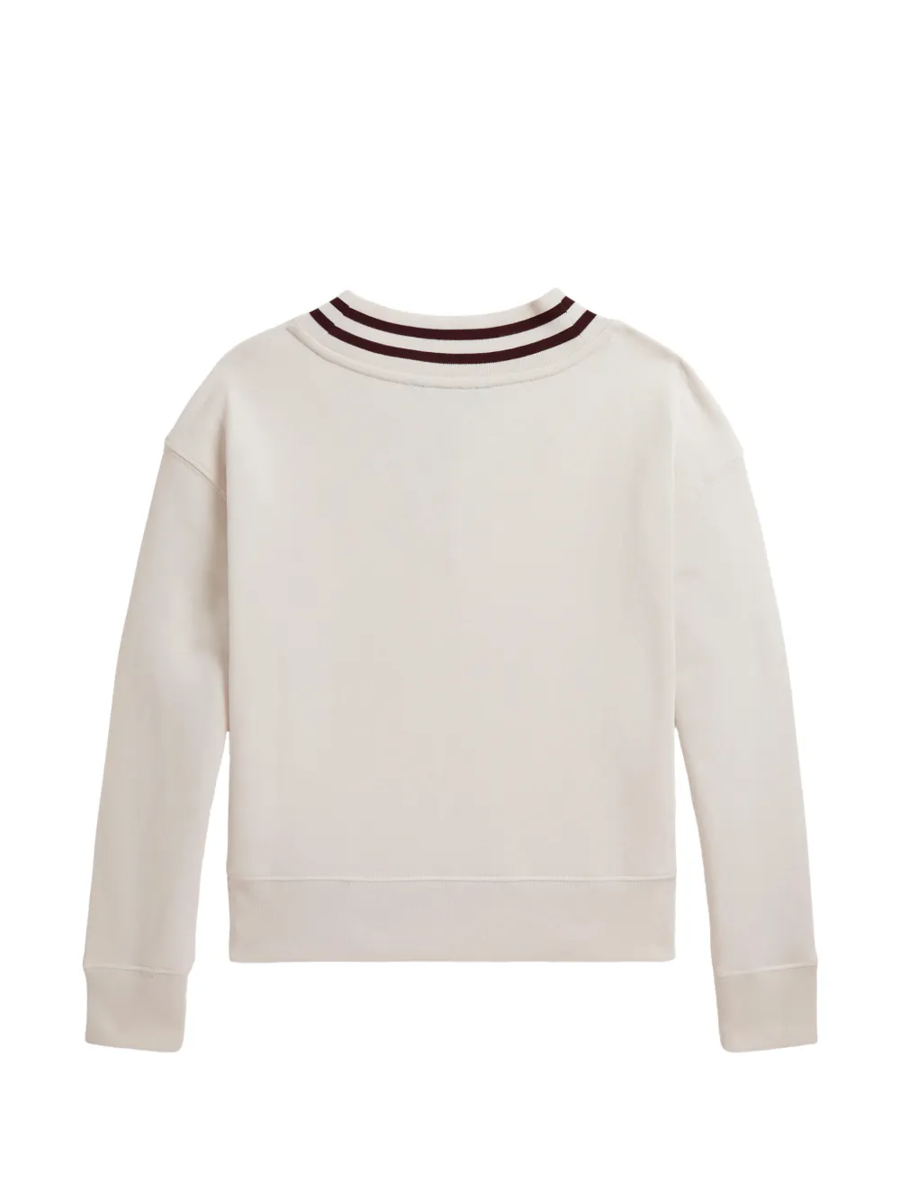 POLO RALPH LAUREN KIDS Gestreepte fleece sweater met V-hals Beige