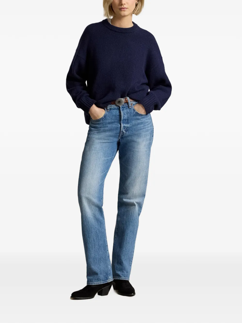 Polo Ralph Lauren Wollen trui met geribbelde afwerking Blauw