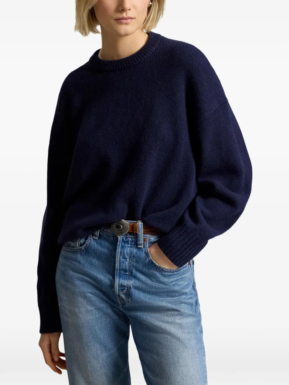 Polo Ralph Lauren Wollen trui met geribbelde afwerking Blauw