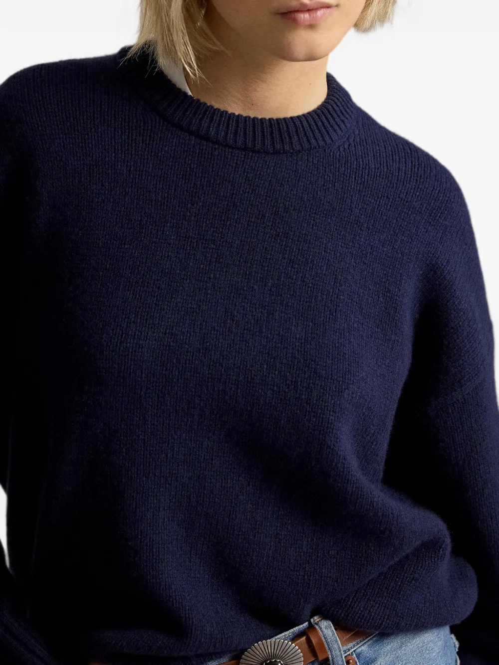 Polo Ralph Lauren Wollen trui met geribbelde afwerking Blauw