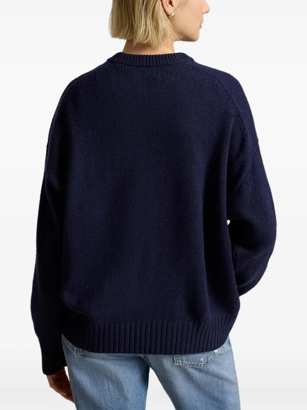 Polo Ralph Lauren Wollen trui met geribbelde afwerking Blauw
