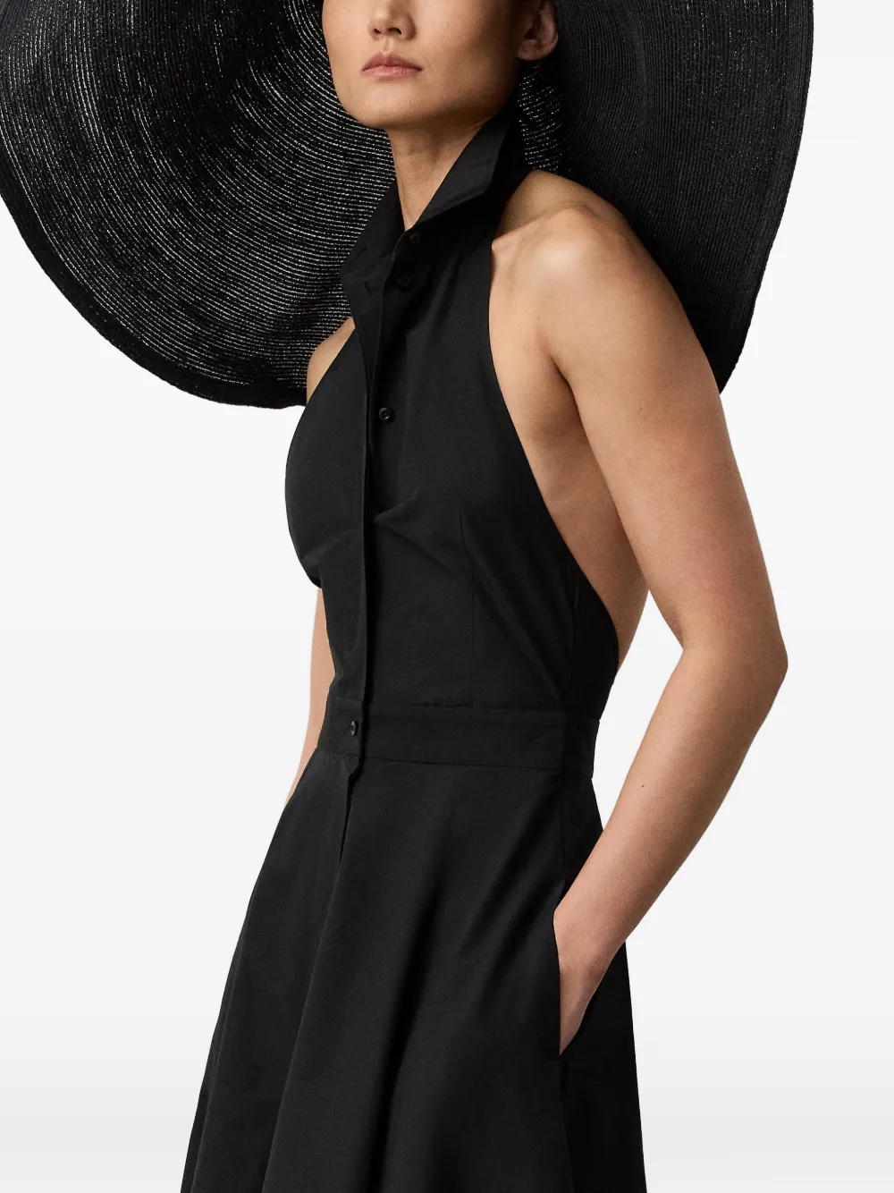 Ralph Lauren Collection Jurk met gespreide kraag Zwart