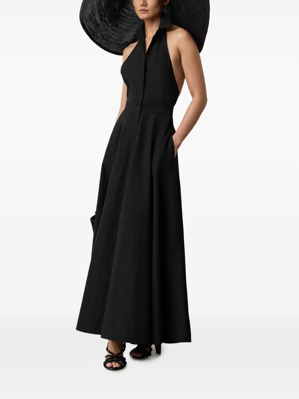 Ralph Lauren Collection Jurk met gespreide kraag Zwart