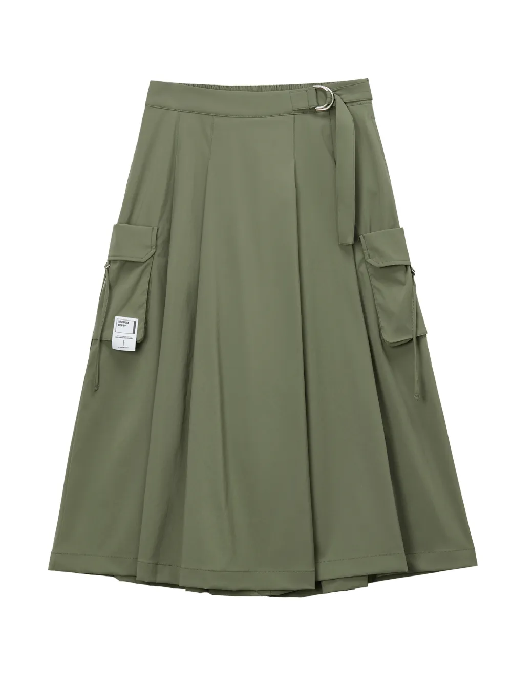 Musium Div. belted wide-leg layered trousers - Grün