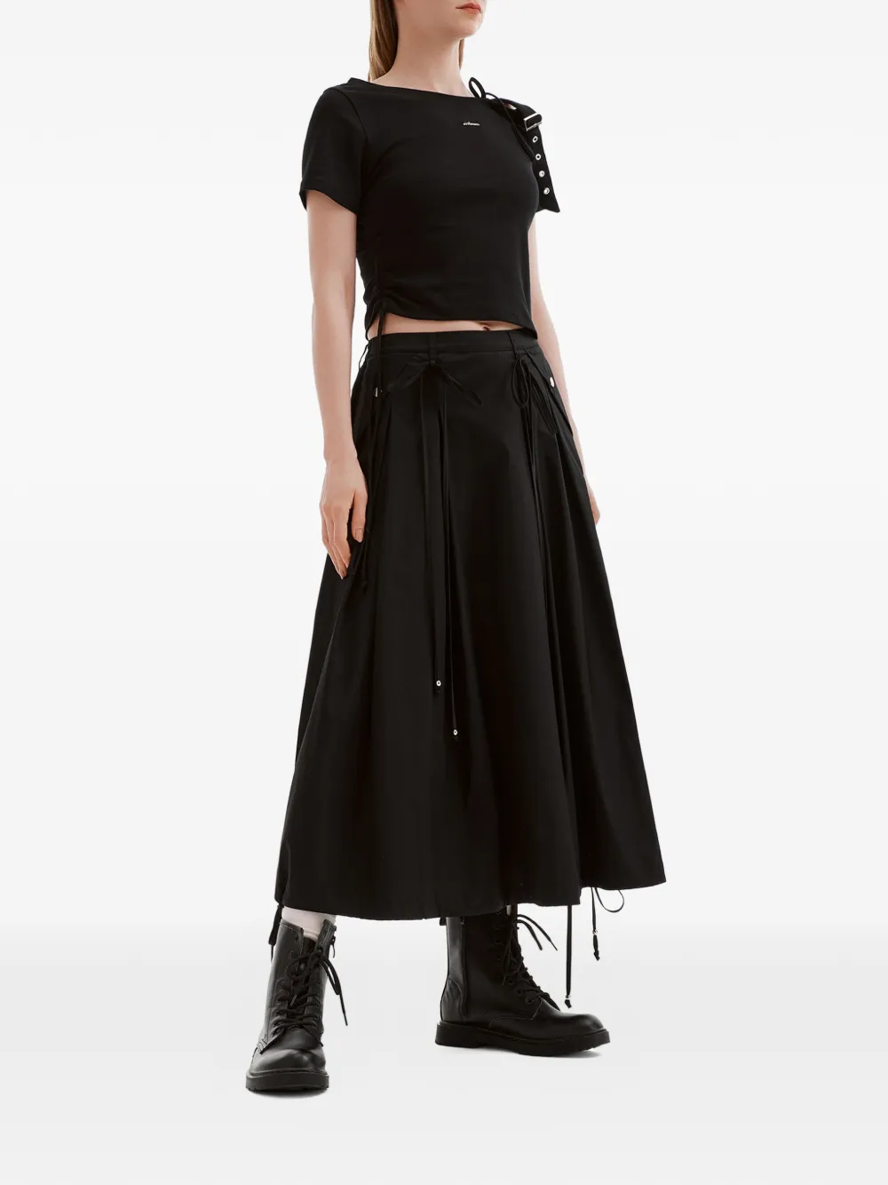  Musium Div. Drawstring-detail Midi Skirt - Black 