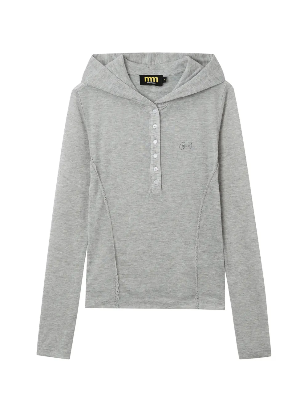 Mini Cream buttoned hoodie - Grigio