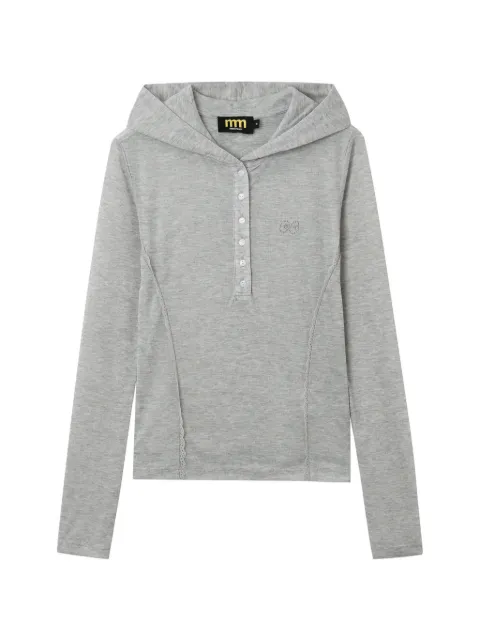 Mini Cream buttoned hoodie