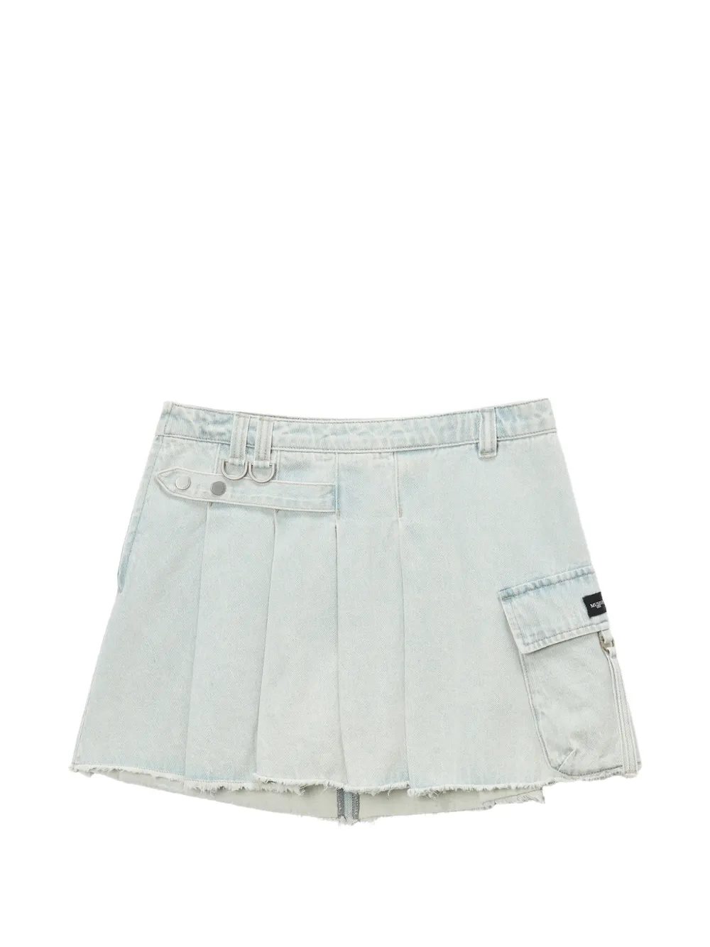 Musium Div. pleated frayed mini skirt - Blu