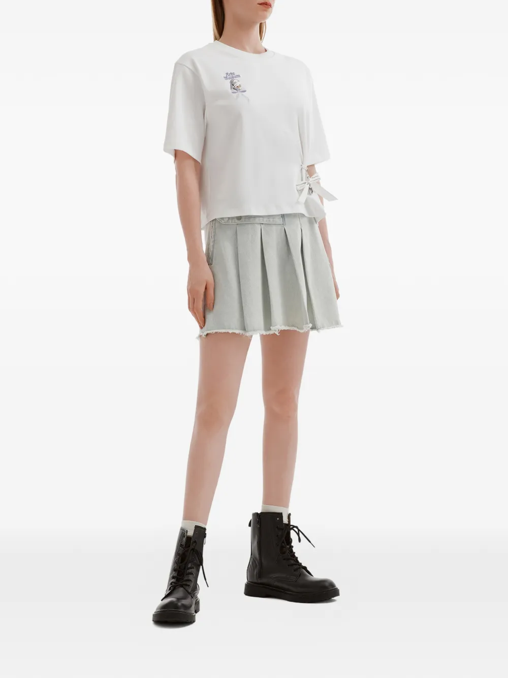  Musium Div. Pleated Frayed Mini Skirt - Blue 