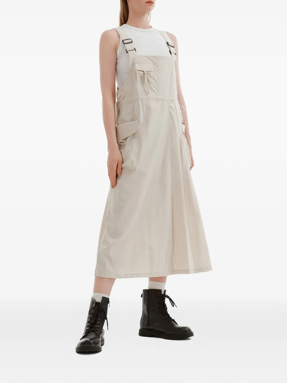  Musium Div. Buckle Pleated Midi Dress - Neutrals 