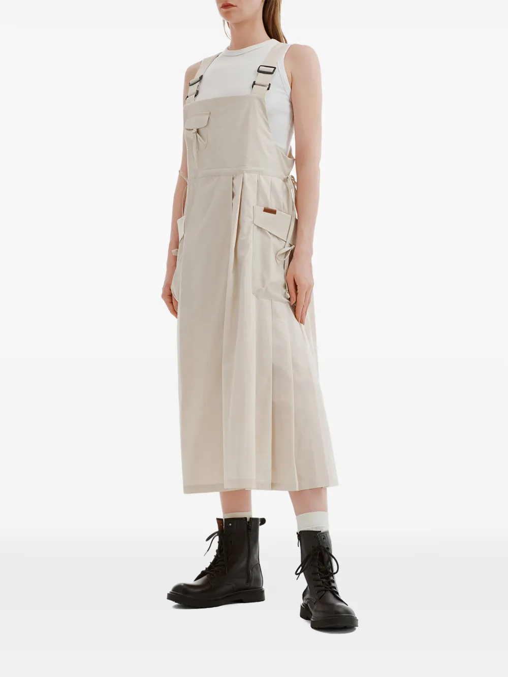  Musium Div. Buckle Pleated Midi Dress - Neutrals 