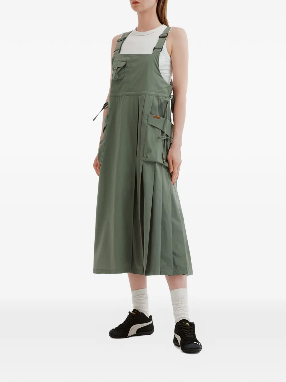  Musium Div. Pockets Pleated Midi Dress - Green 
