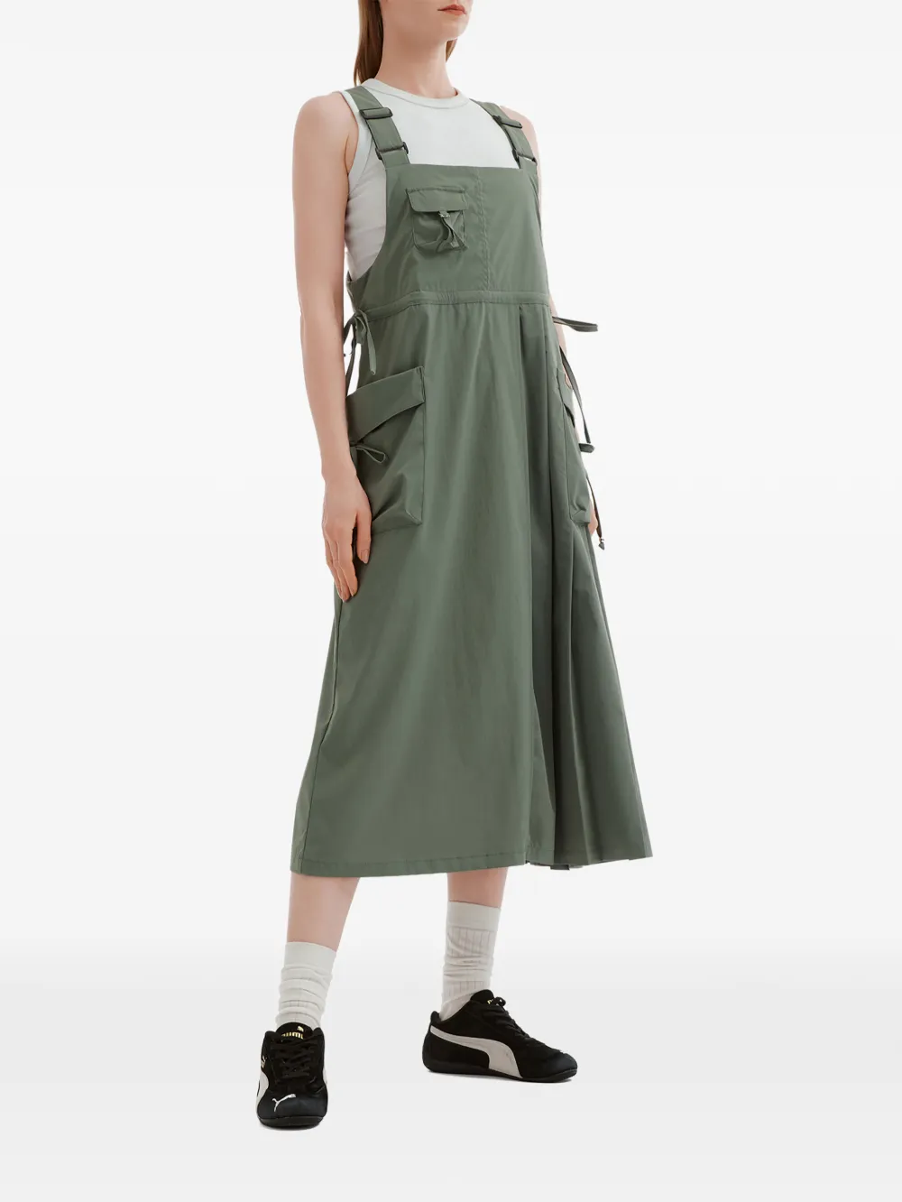  Musium Div. Pockets Pleated Midi Dress - Green 