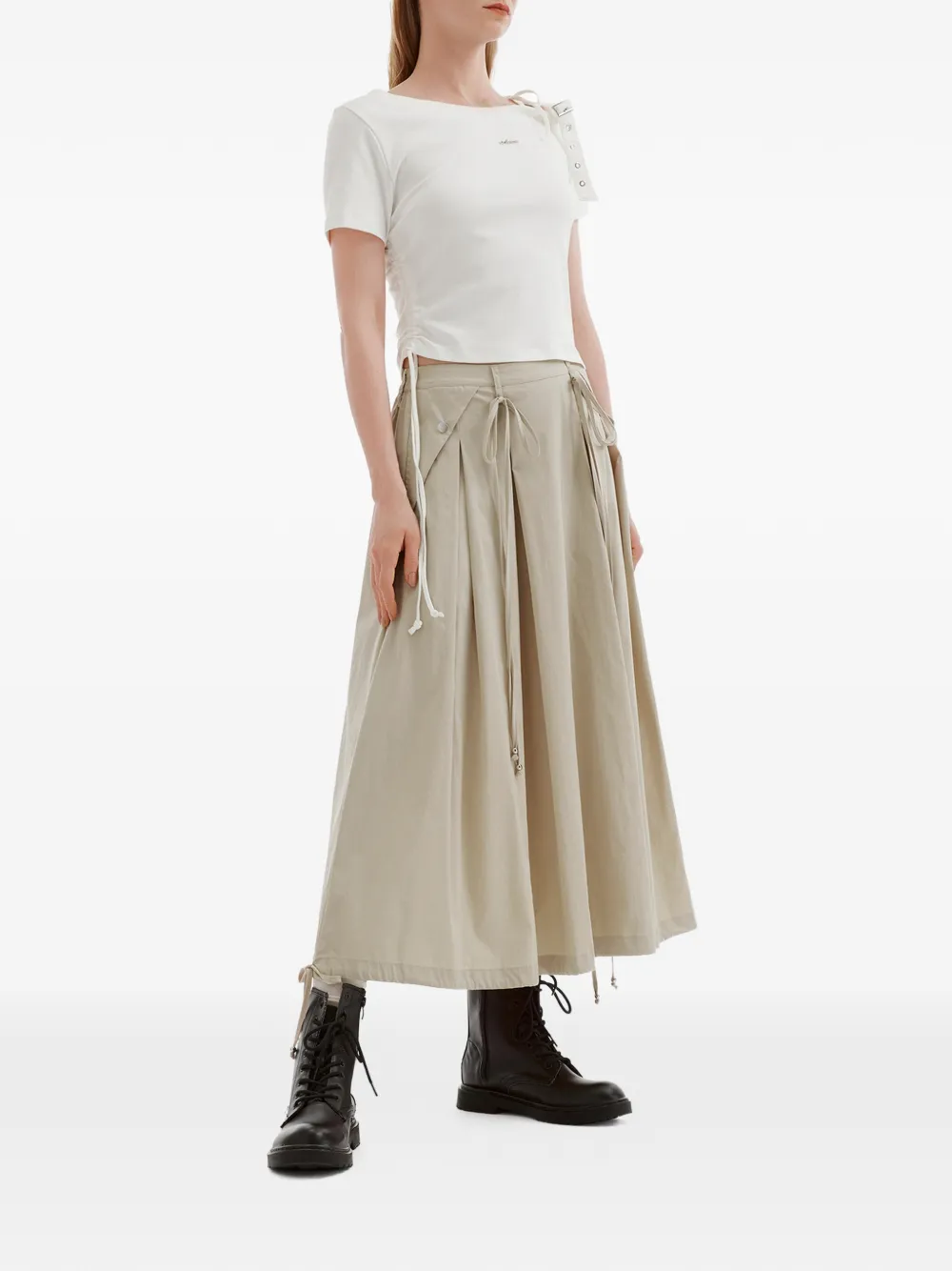 Musium Div. Midi-plooirok Beige