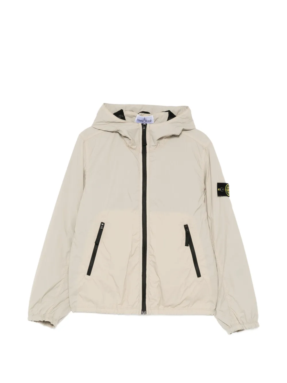 Stone Island Junior logo-patched hooded jacket - Nude