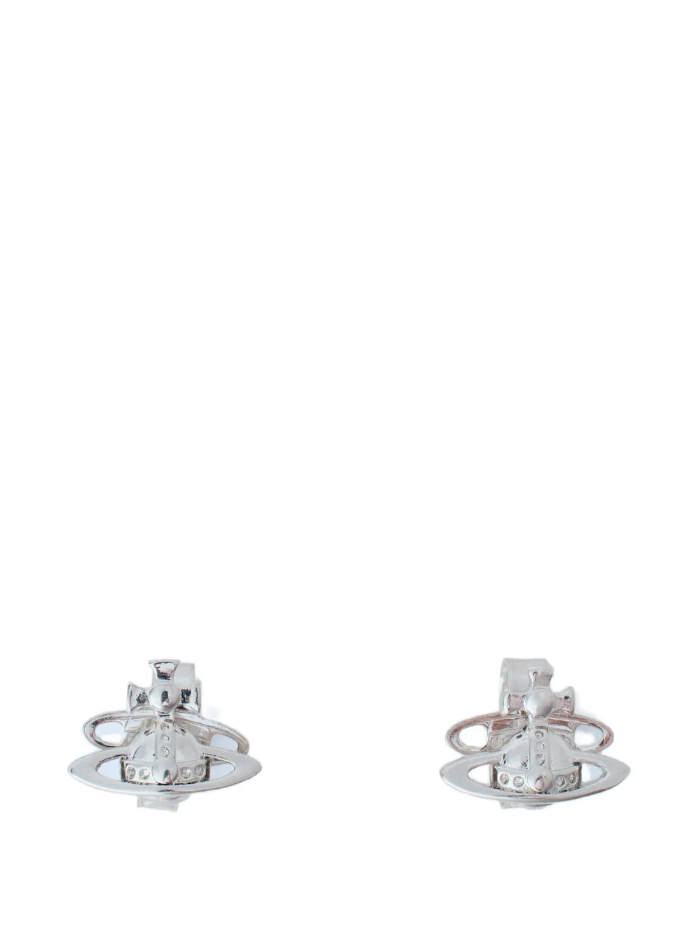 Vivienne Westwood Stud Earrings With Signature Orbital Motif Construction.orbital Motif Designbutterfly Fasteningpolis In Silver