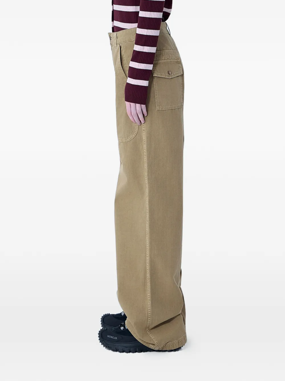 Moncler Patch-pocket Wide-leg Trousers - Neutrals 