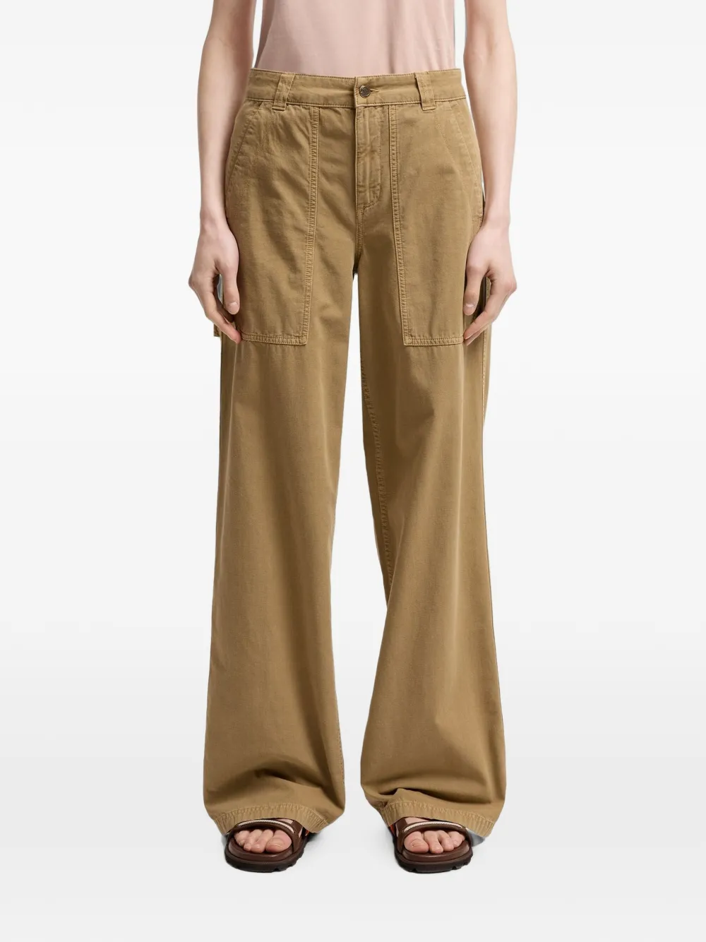 Moncler Broek met wijde pijpen Beige