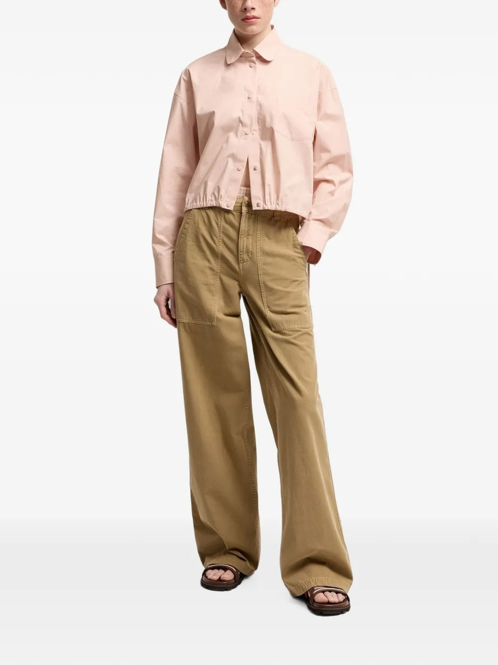 Moncler Broek met wijde pijpen Beige