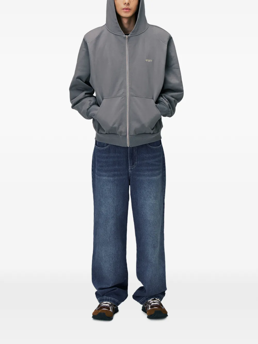 Off Duty Hoodie met rits Grijs