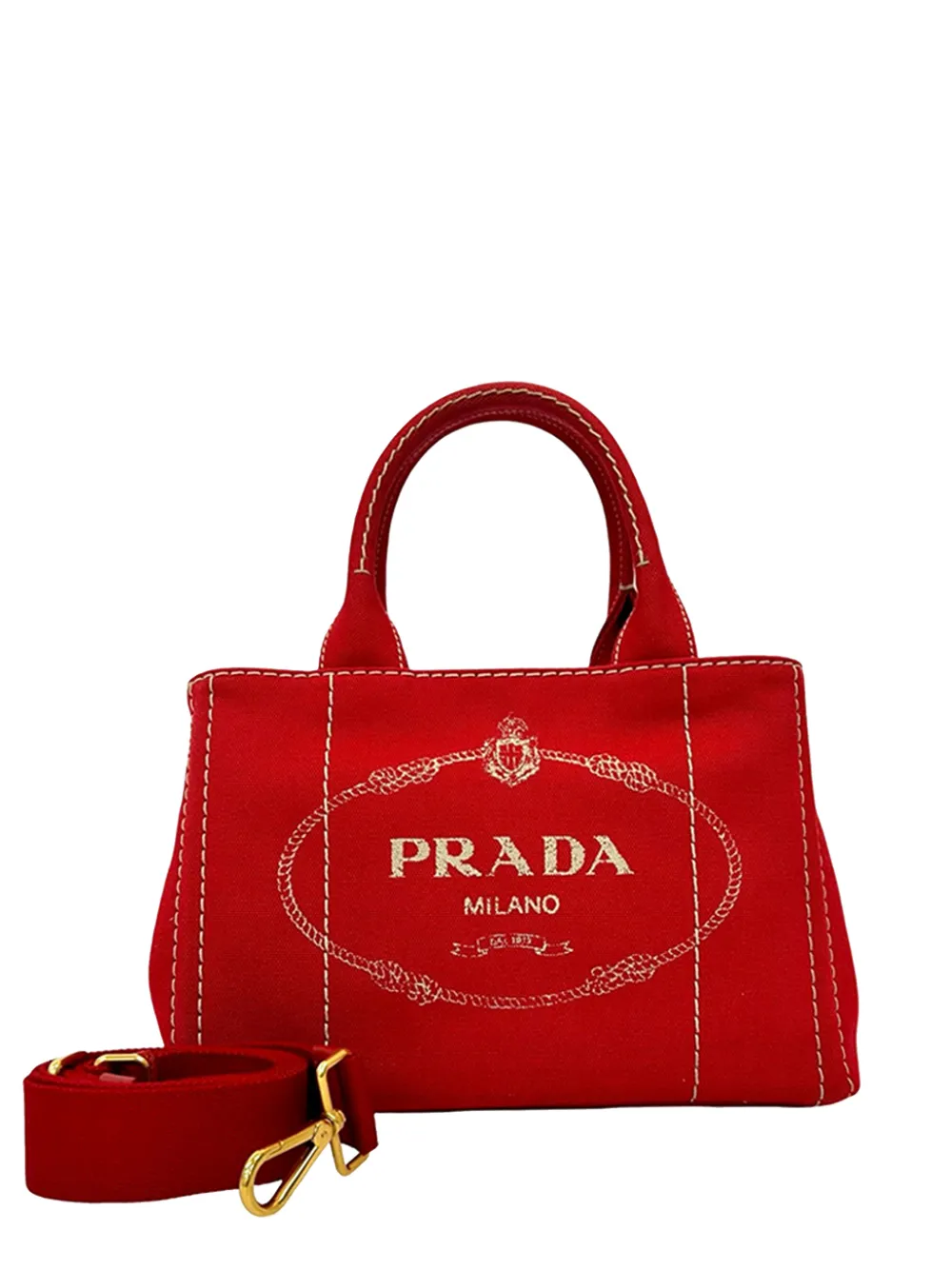 Prada Pre-Owned 2013-2025 Small Canvas Canapa Logo satchel - Rosso