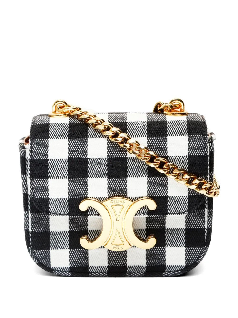 Celine Pre-Owned 2020s mini Claude check-pattern shoulder bag - Bianco