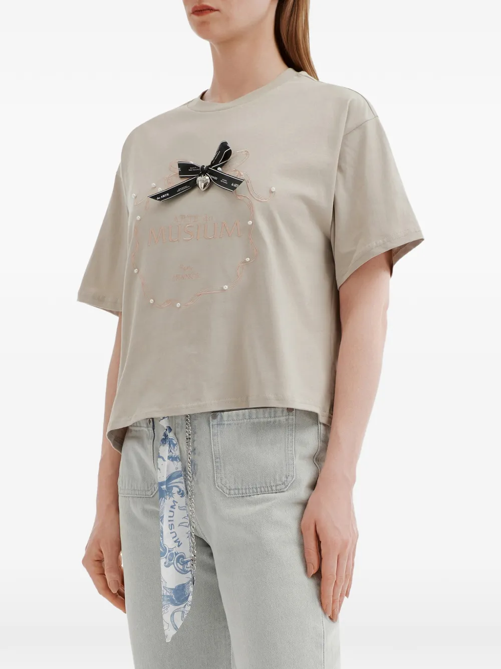  Musium Div. Bow-embroidered T-shirt - Neutrals 