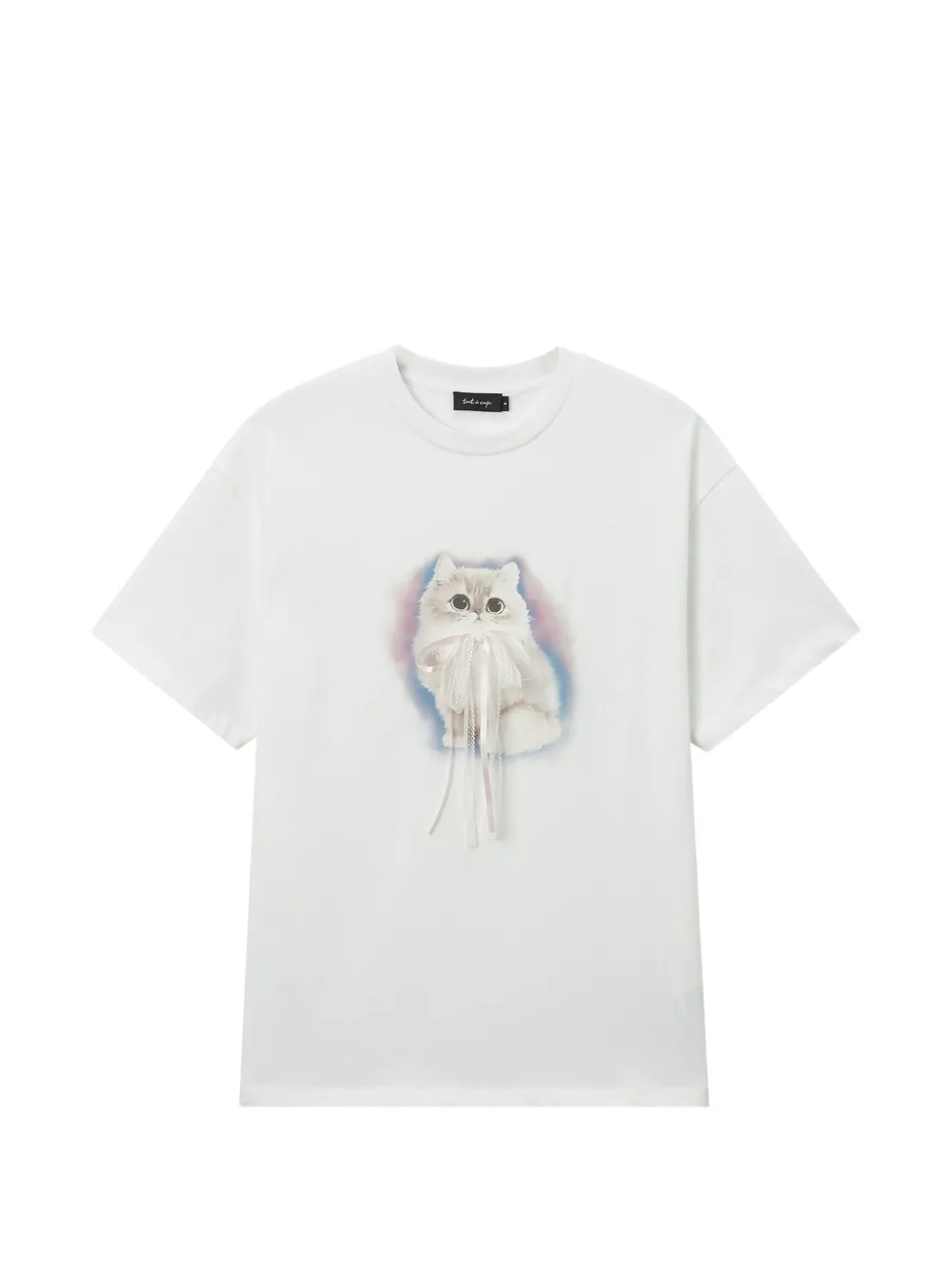 tout a coup kitten-graphic T-shirt - Bianco