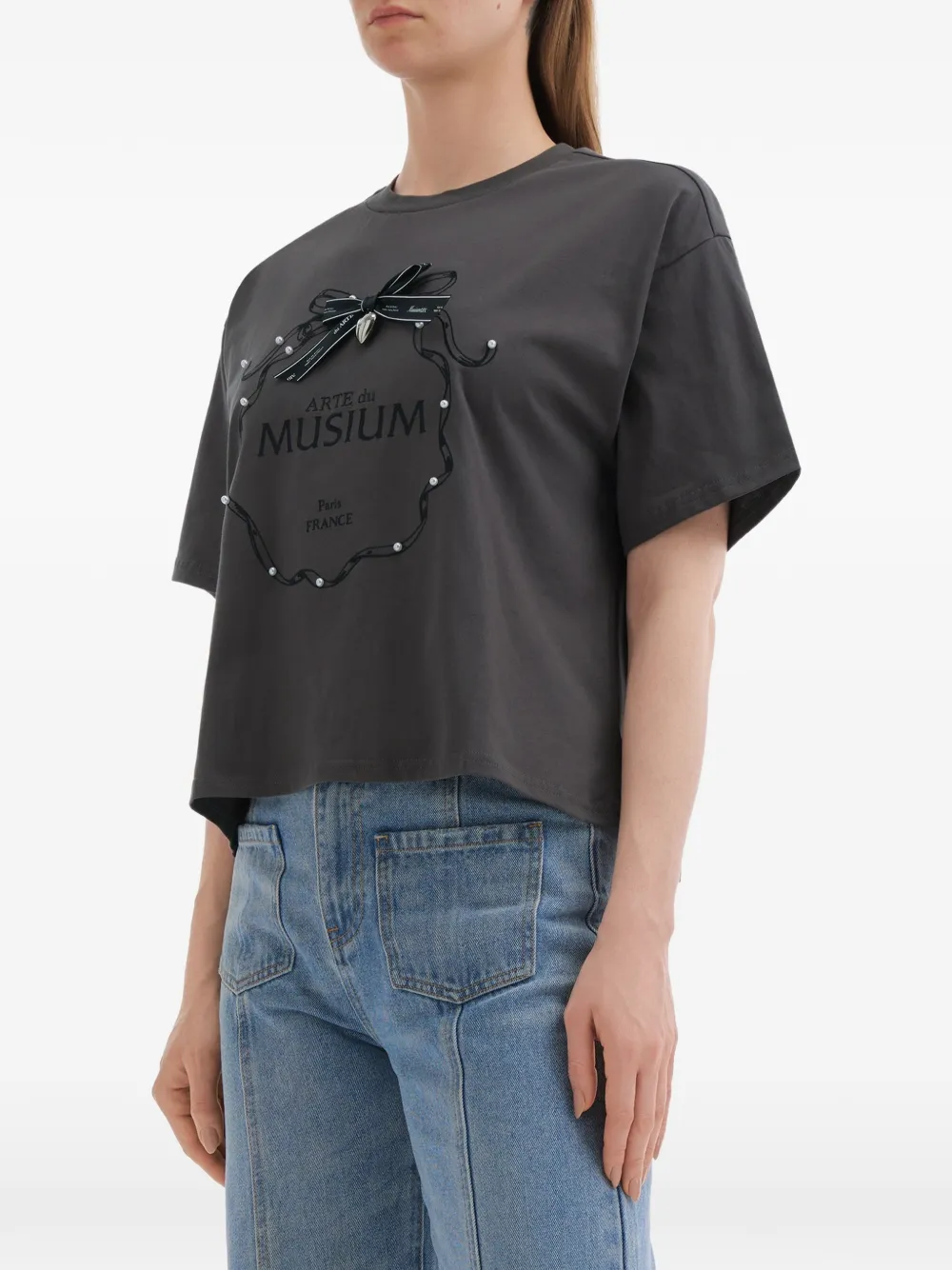  Musium Div. Bow-graphic T-shirt - Grey 