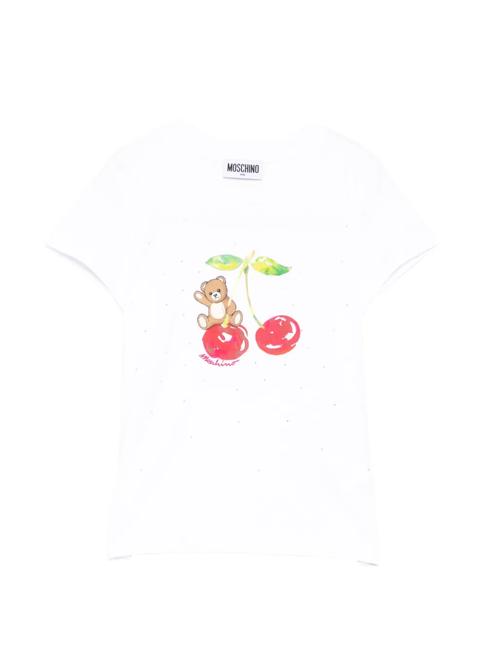 Moschino Kids crystal-embellished graphic-print T-shirt - Bianco