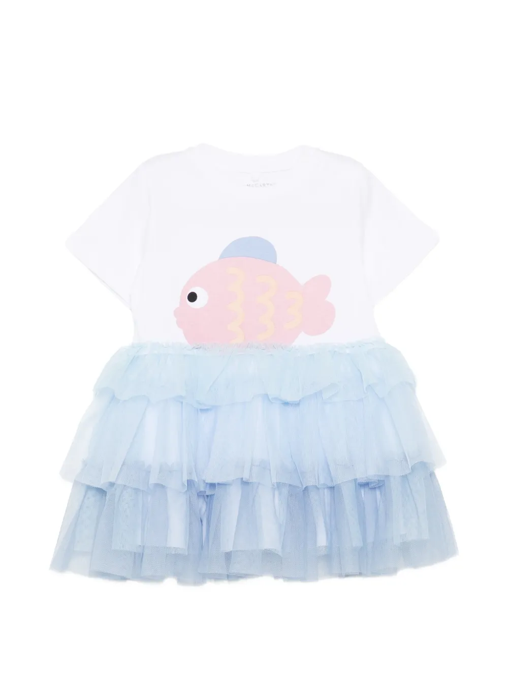 Stella McCartney Kids fish-graphic tulle dress - Bianco