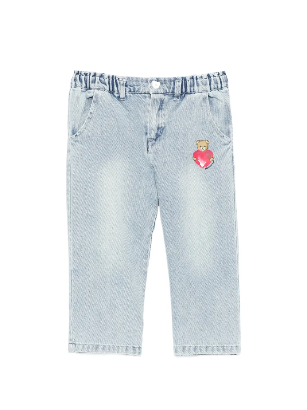 Moschino Kids logo-print straight-leg trousers - Blau