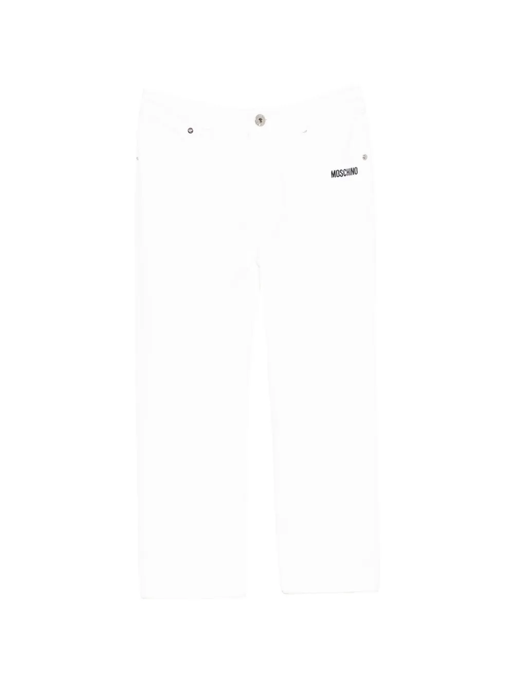 Moschino Kids logo-embroidered straight-leg jeans - Bianco