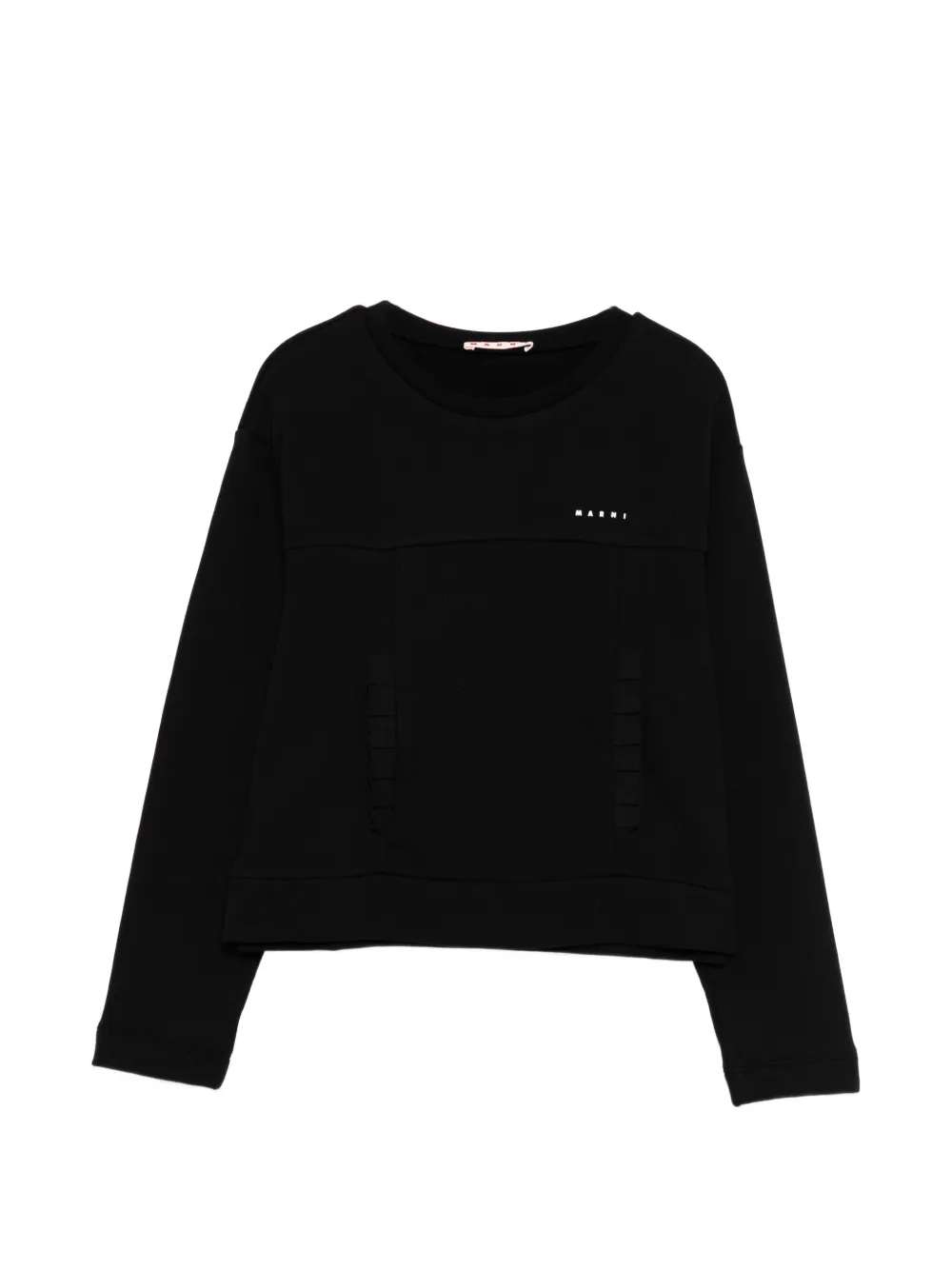 Marni Kids ruffle-pockets cotton sweatshirt - Black