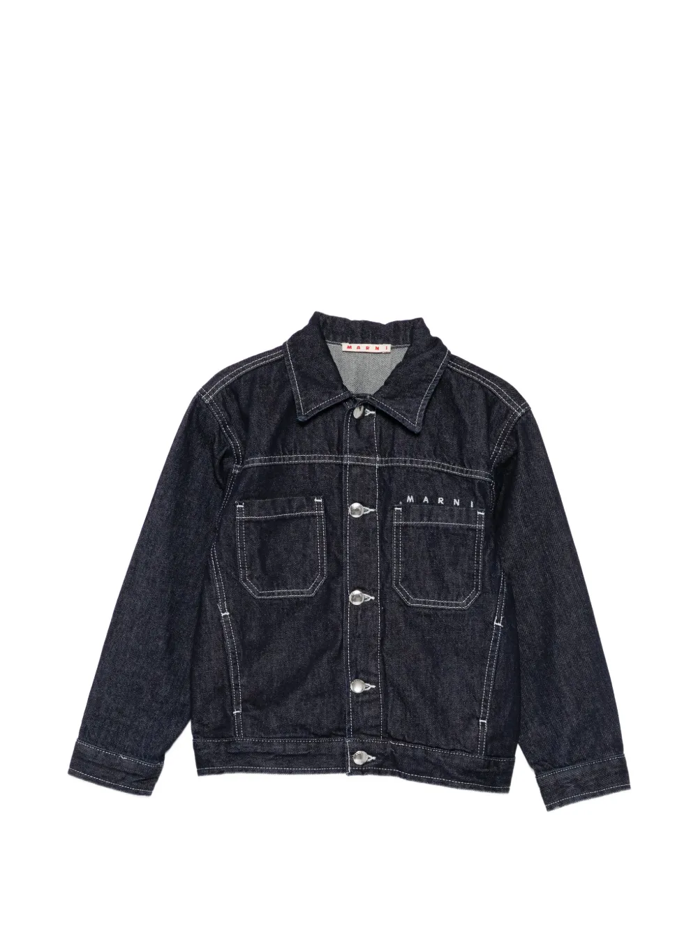 Marni Kids logo-embroidered denim jacket - Blu
