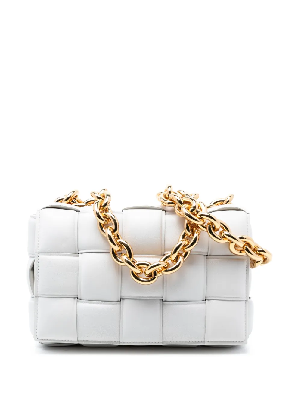 Bottega Veneta Pre-Owned 2012-2026 Nappa Intrecciato Padded Chain Cassette satchel - White