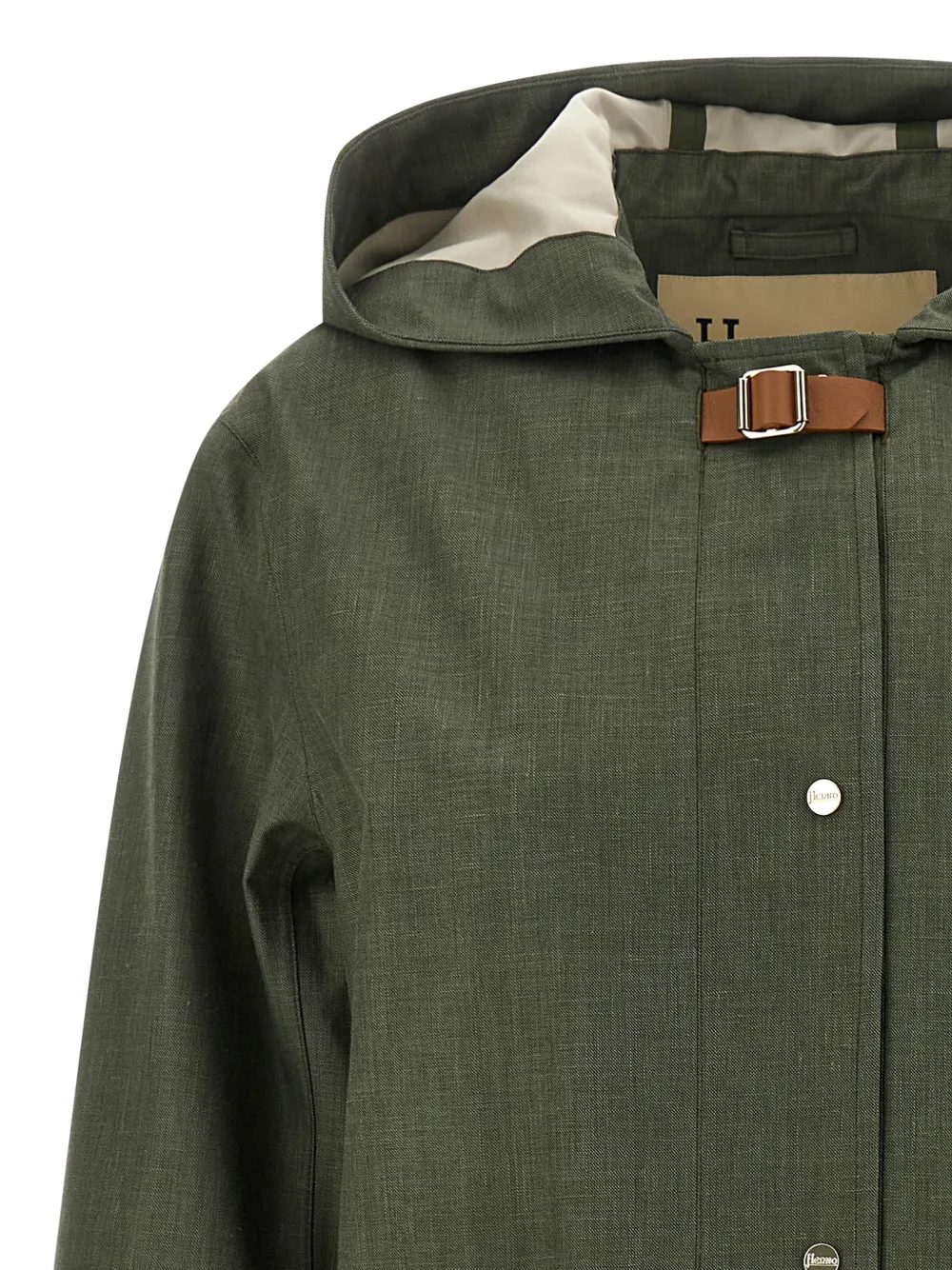  Herno Hooded Buckle Strap Raincoat - Green 