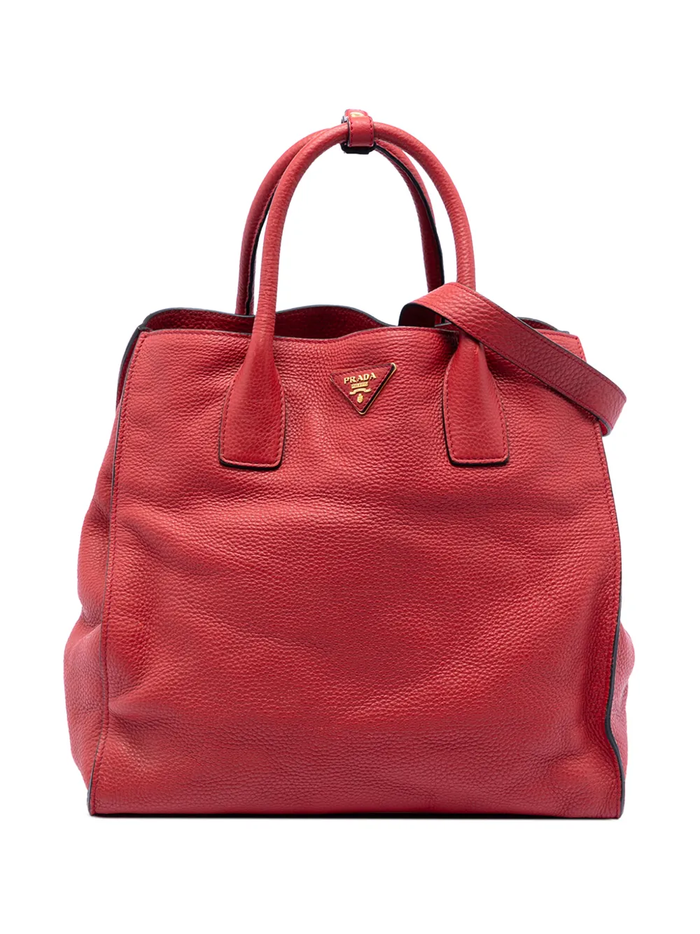 Prada Pre-Owned 2015-2026 Vitello Daino Open Convertible Tote satchel - Rosso
