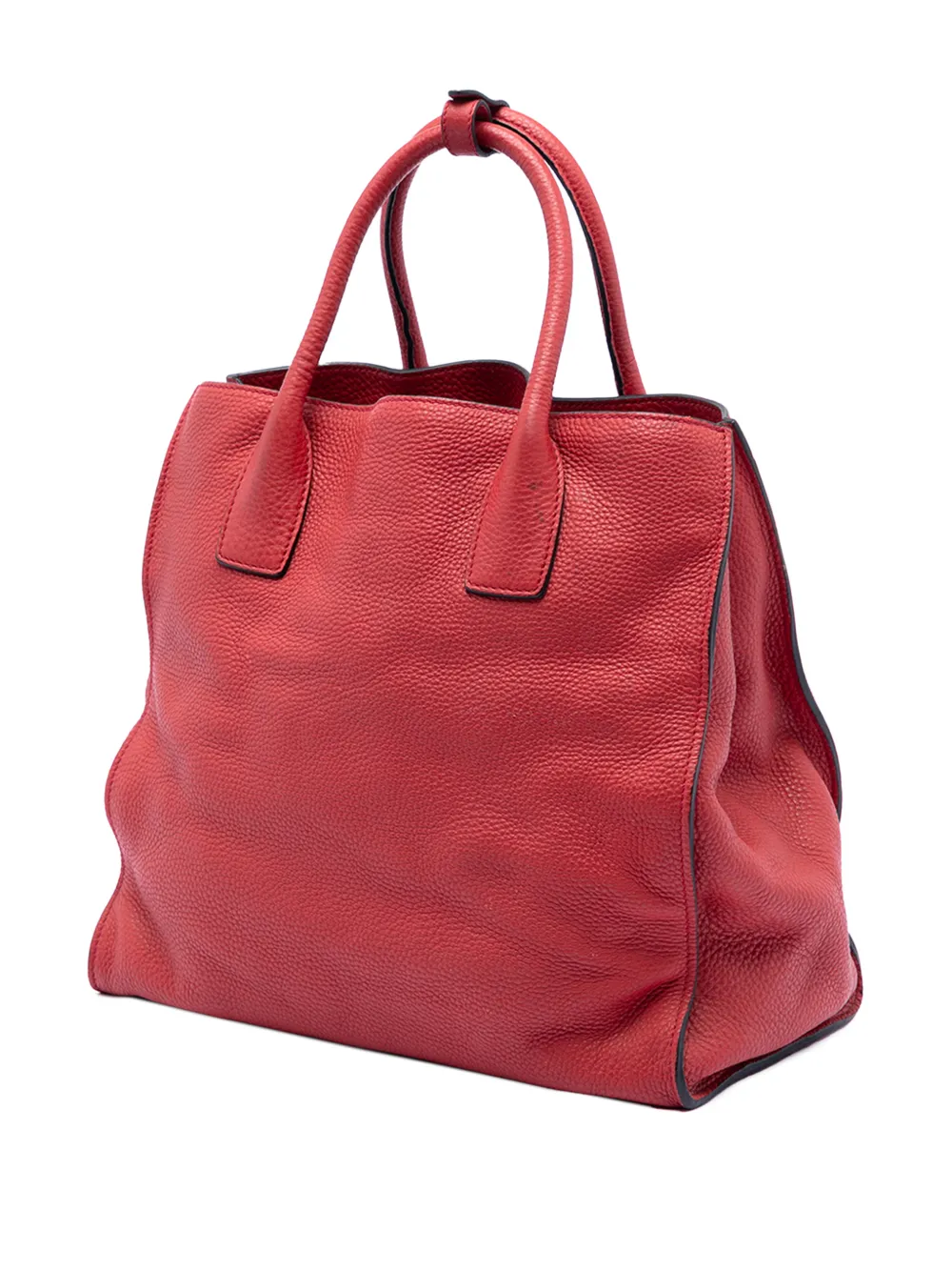  Prada Pre-owned 2015-2026 Vitello Daino Open Convertible Tote Satchel - Red 