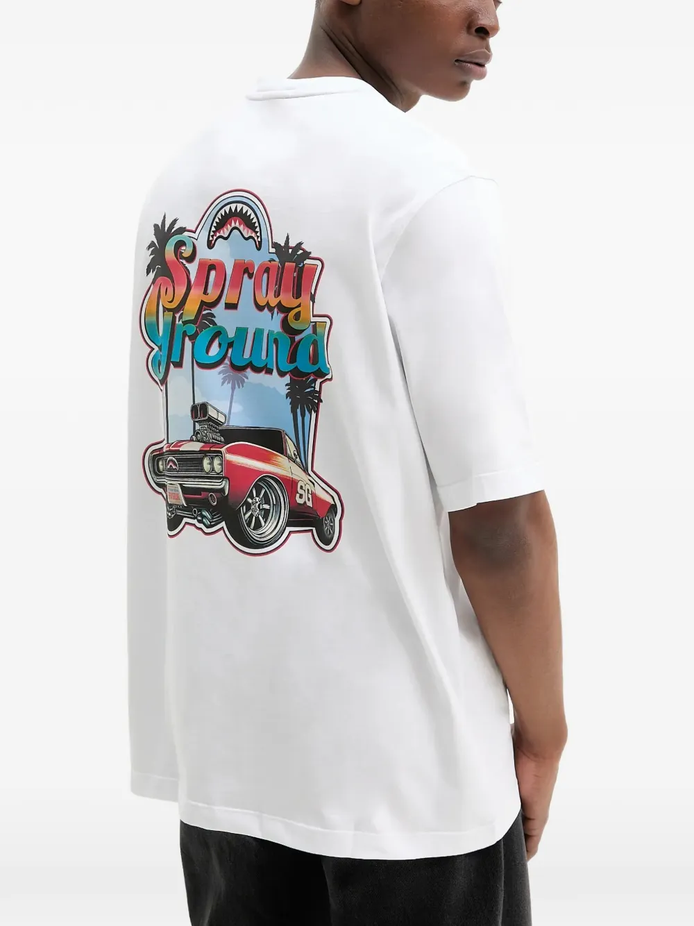 Sprayground Daytona Race Over T-shirt met ronde hals Wit