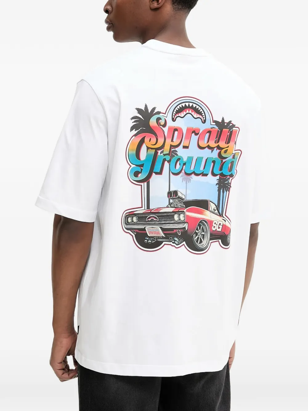 Sprayground Daytona Race Over T-shirt met ronde hals Wit