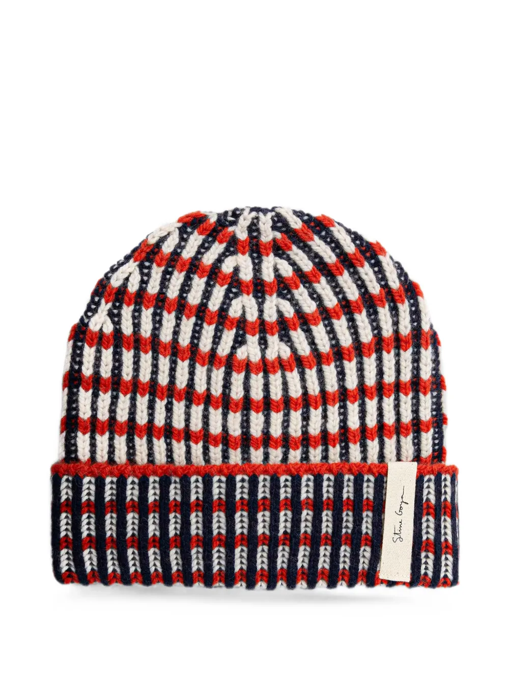 Stine Goya check-knit turn-up beanie hat - Blu