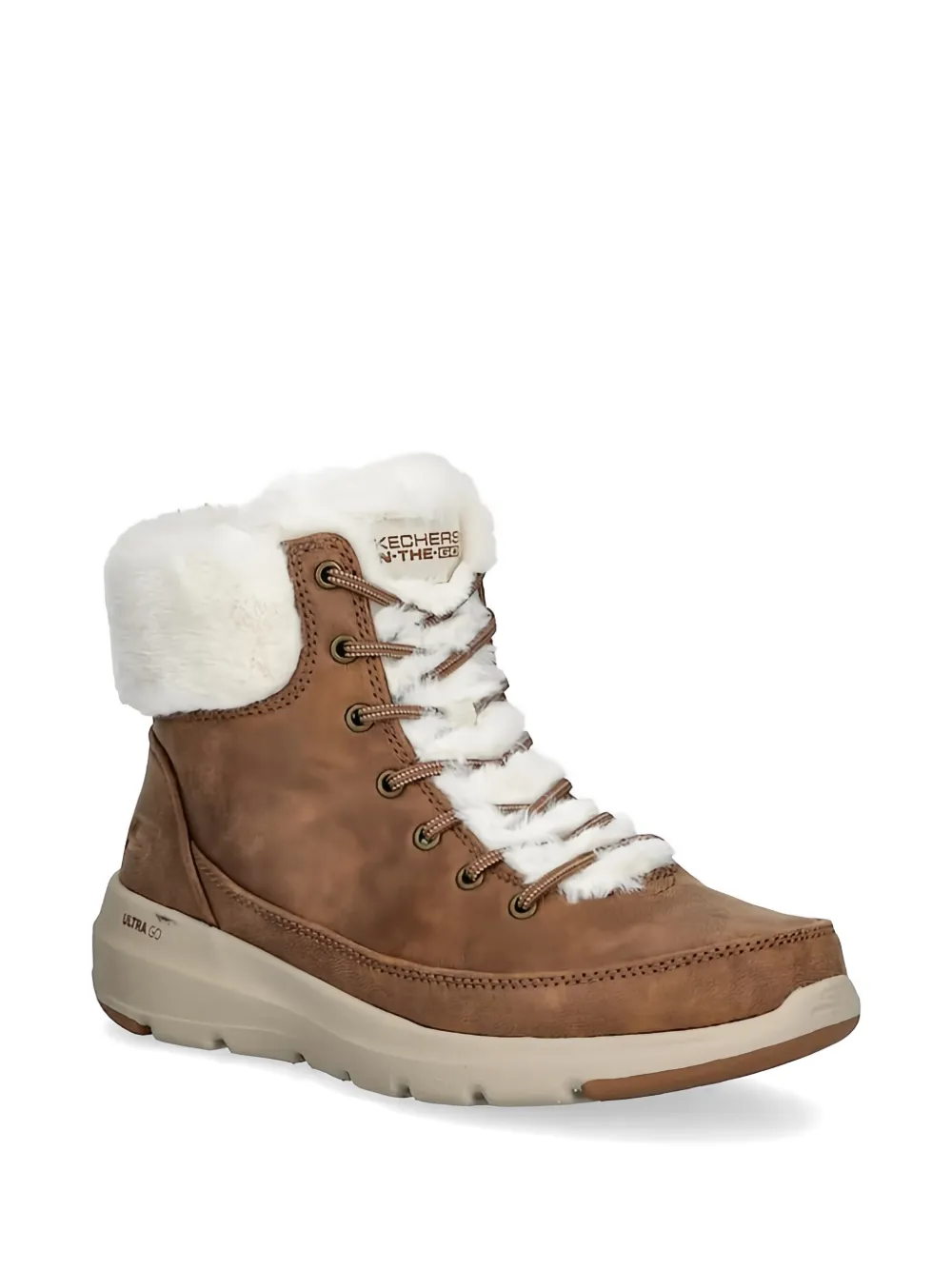 Skechers Veterlaarzen van imitatiebont Bruin