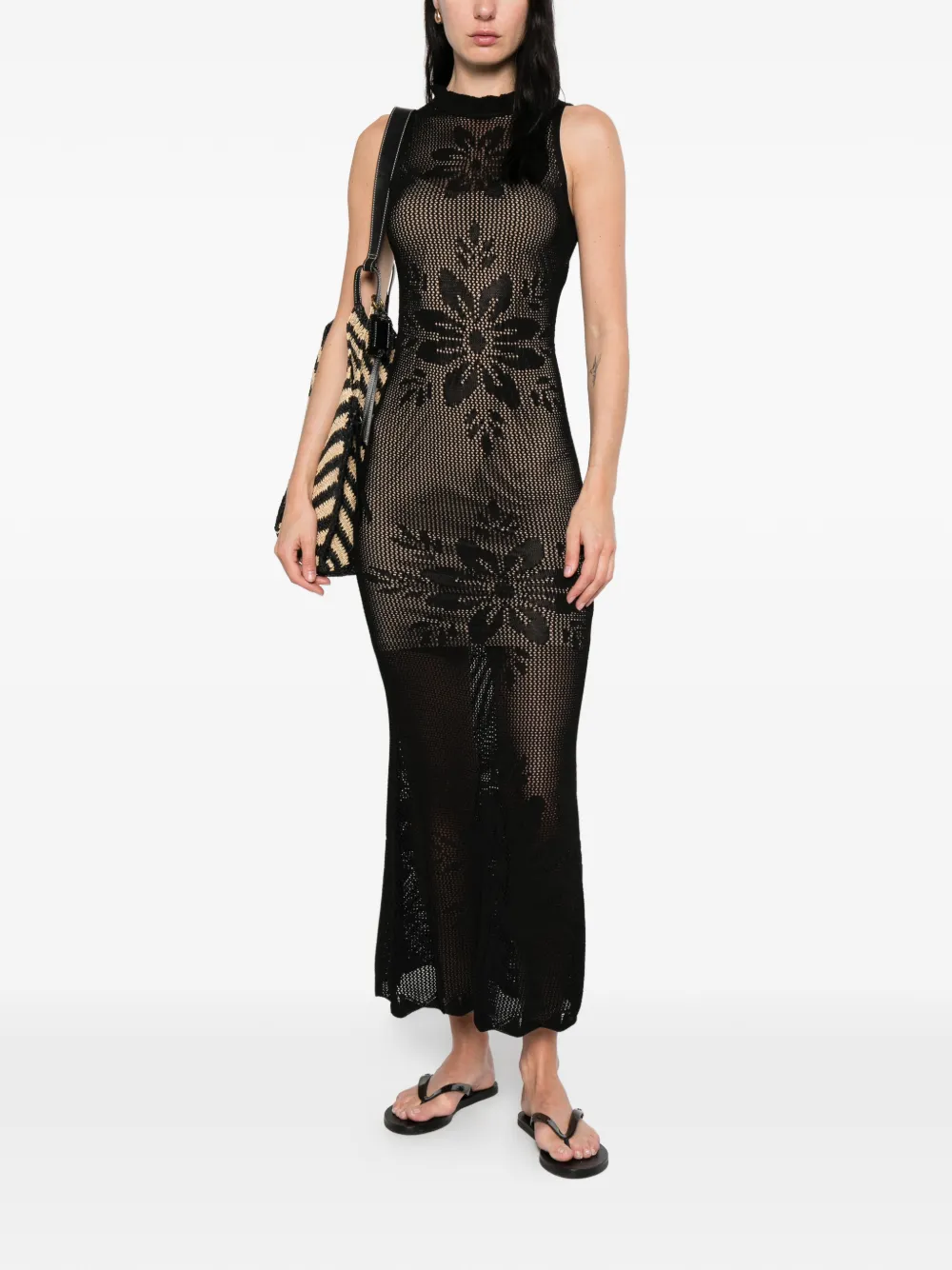 TWINSET Maxi-jurk met ronde hals Zwart