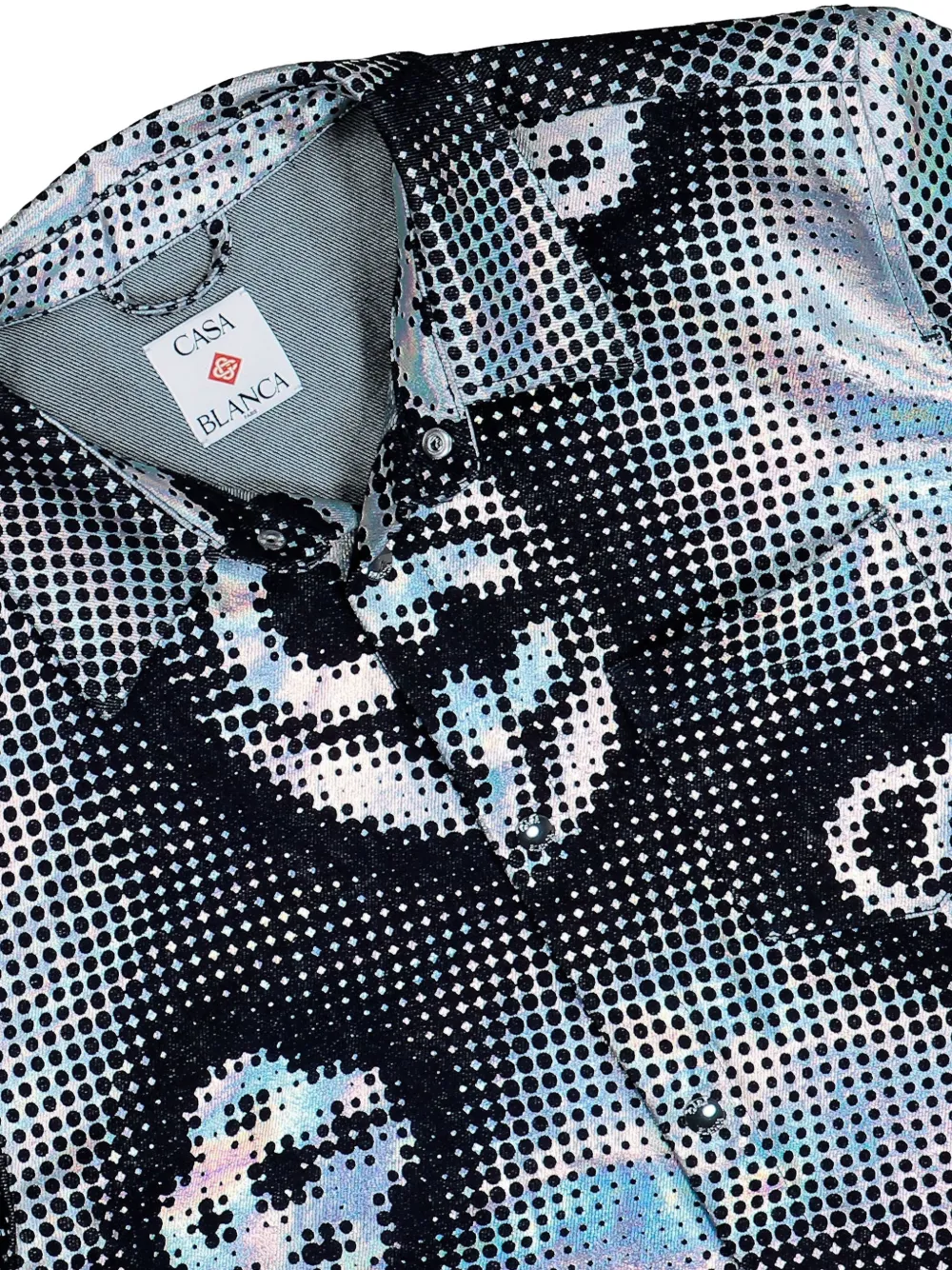 pearlescent monogram denim shirt