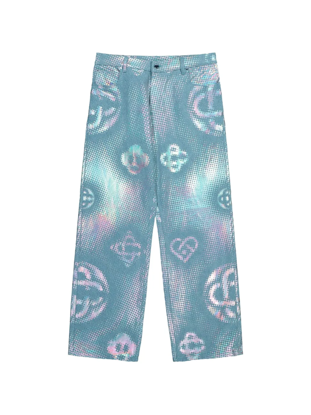 Casablanca pearlescent monogram baggy jeans - Blu